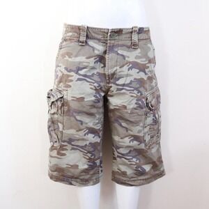 y2k camo cargo shorts utility gorpcore skater streetwear size 34